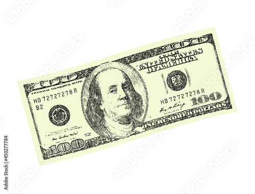 a hundred-dollar bill. vector simple illustration
