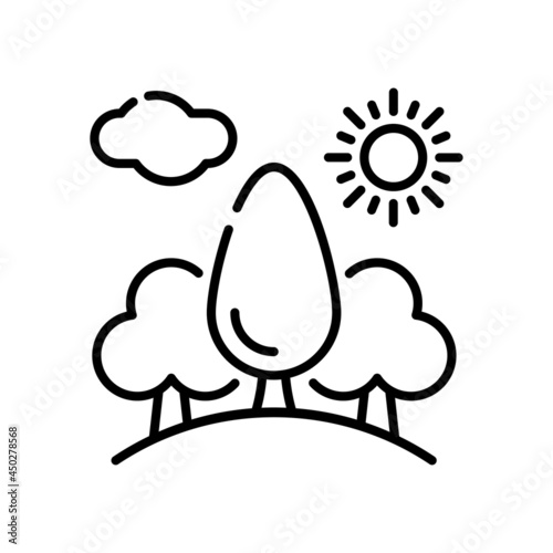 Virgin forest vector outline icon style illustration. EPS 10 file