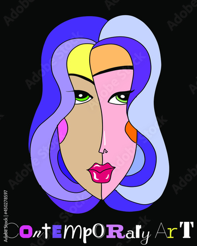 Abstract woman. Colorful vector clipart. Cartoon girl. Stylish design