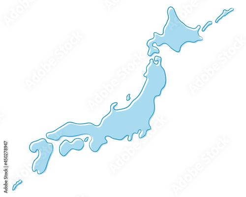 おおまかな手描き風の日本地図（版ずれ　細部省略） photo