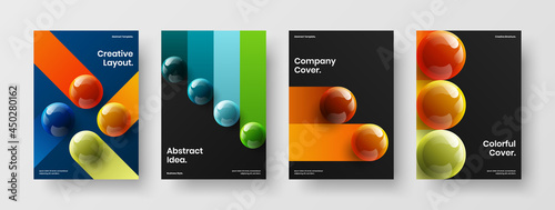 Minimalistic company brochure vector design template set. Original 3D spheres book cover layout bundle. © kitka