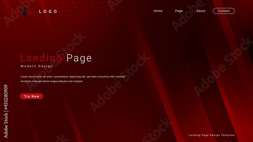 Modern Abstract Gradient Light Red Landing Page Template With Stripes Shape And Halftone Pattern