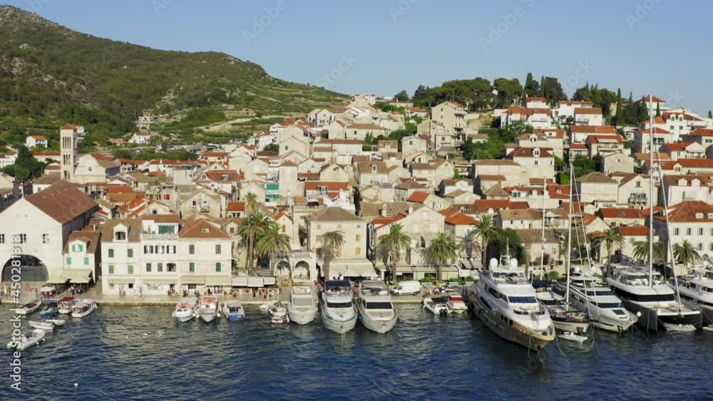 Aerial scene of Hvar town on Hvar island, Croatia Aerial scene of Hvar town on Hvar island, Croatia