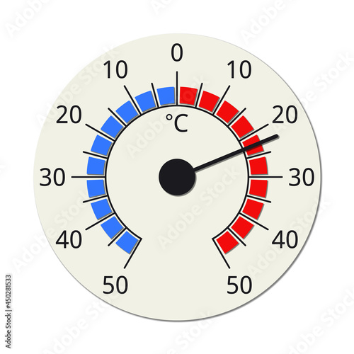 Round shape Celsius thermometer on white background. Vector illustration.
