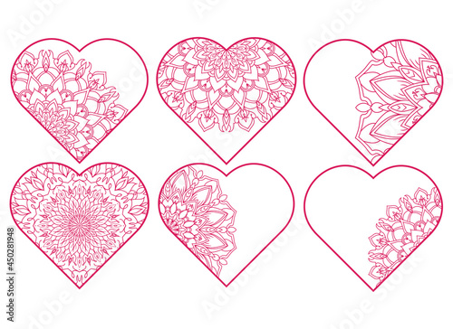 Vector Love Elements heart icon sign Free Vector. Cute Love Doodles Heart Frame Set 