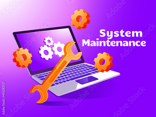 Website maintenance, update internet software, development webpages with laptop
