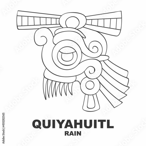 Vector icon with Glyph from Aztec calendar Tonalpohualli. Calendar day symbol Quiyahuitl photo