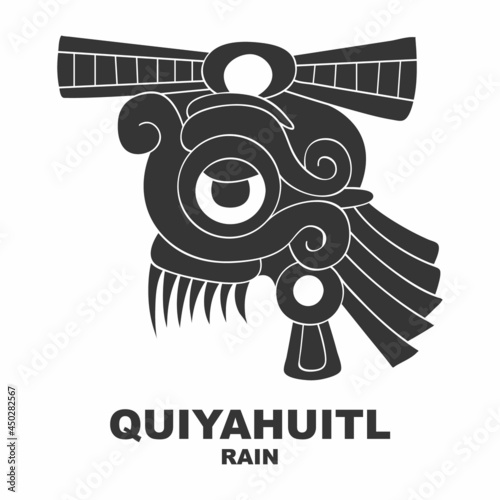 Vector icon with Glyph from Aztec calendar Tonalpohualli. Calendar day symbol Quiyahuitl photo