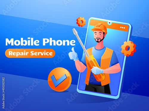 Mobile phone repair service illustration
