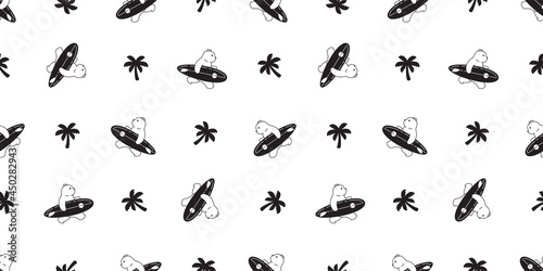 Bear seamless pattern polar surfboard vector beach swimming teddy cartoon doodle scarf isolated tile background wallpaper repeat illustration design © CNuisin
