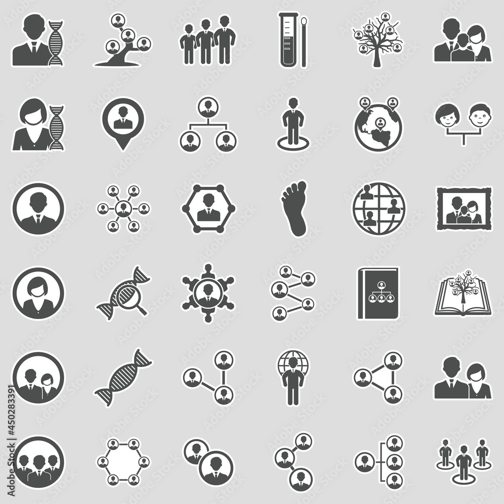 Ancestry Icons. Sticker Design. Vector Illustration.