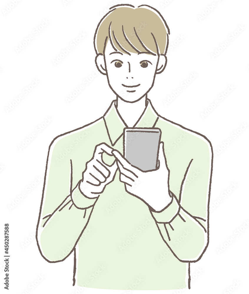 スマホを見る男性 スマホを見る男性