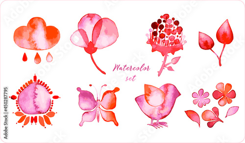 Vector illustration from the Happy day set. Birds in soft warm shades. The set includes holiday cards for Valentine's day, Easter, as well as frames and wreaths.