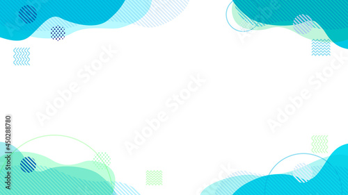 青色の抽象幾何学曲線のフレーム背景