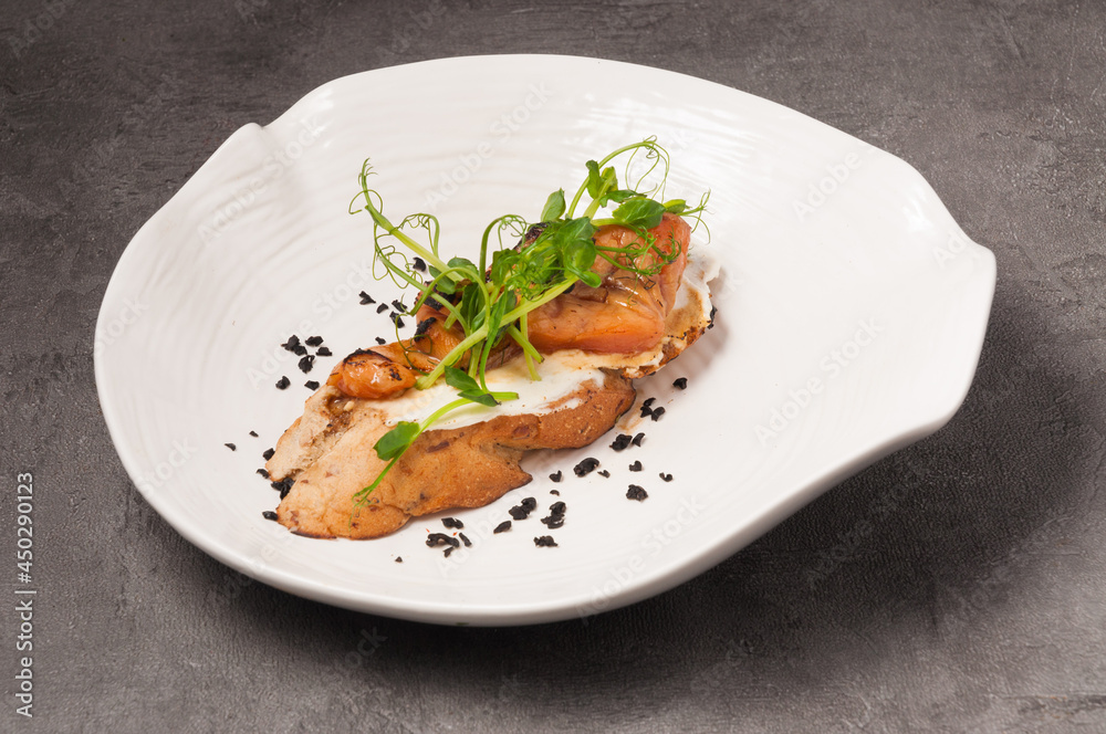 bruschetta with seared salmon and butter cream bruschetta with seared salmon and butter cream