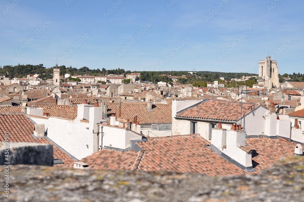 the view of a French city, nimes