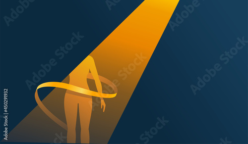 Weight loss - woman silhouette in spotlight