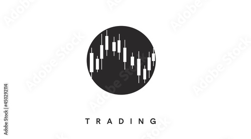 Vector Isolated Trading Icon or Illustration, with Candles or Candlesticks