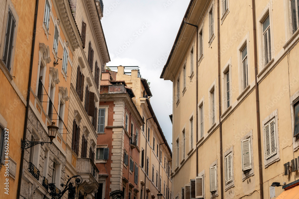 Buildings on a summer street in Rome