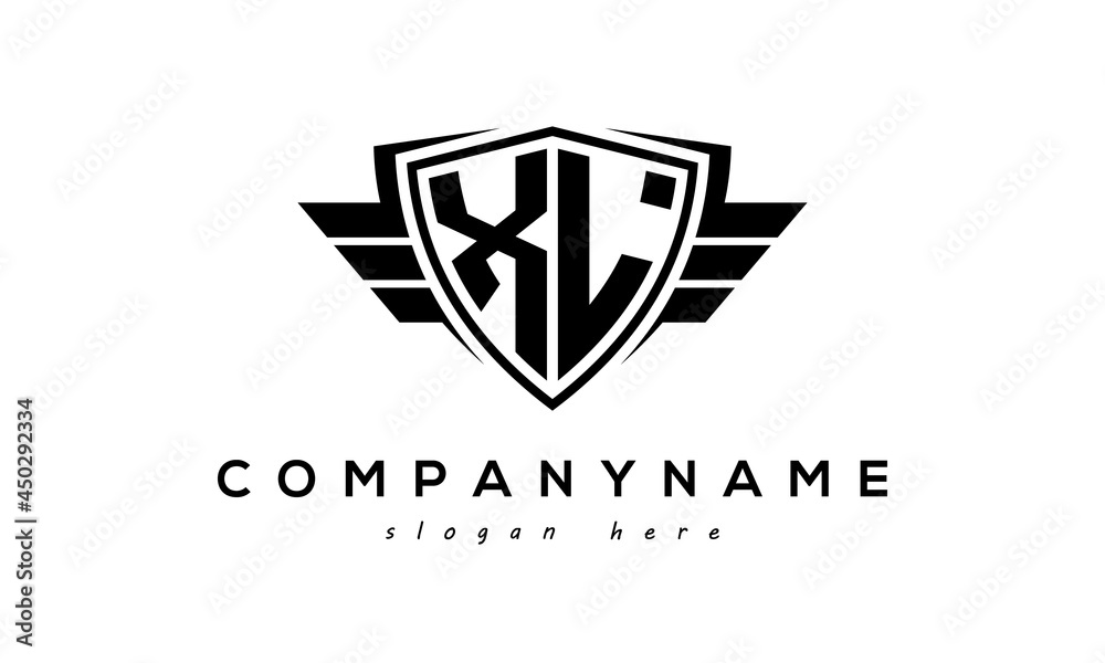 Wings shield letter LX logo vector Wings shield letter LX logo vector
