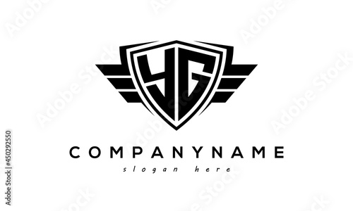 Wings shield letter YG logo vector