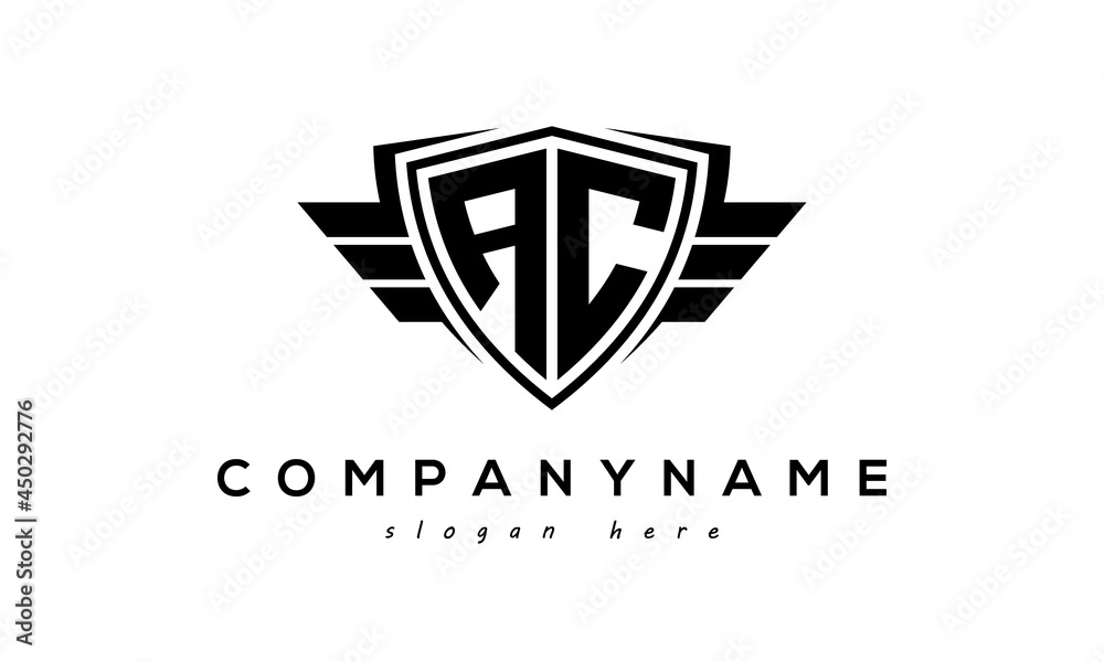 Wings shield letter AC logo vector Wings shield letter AC logo vector