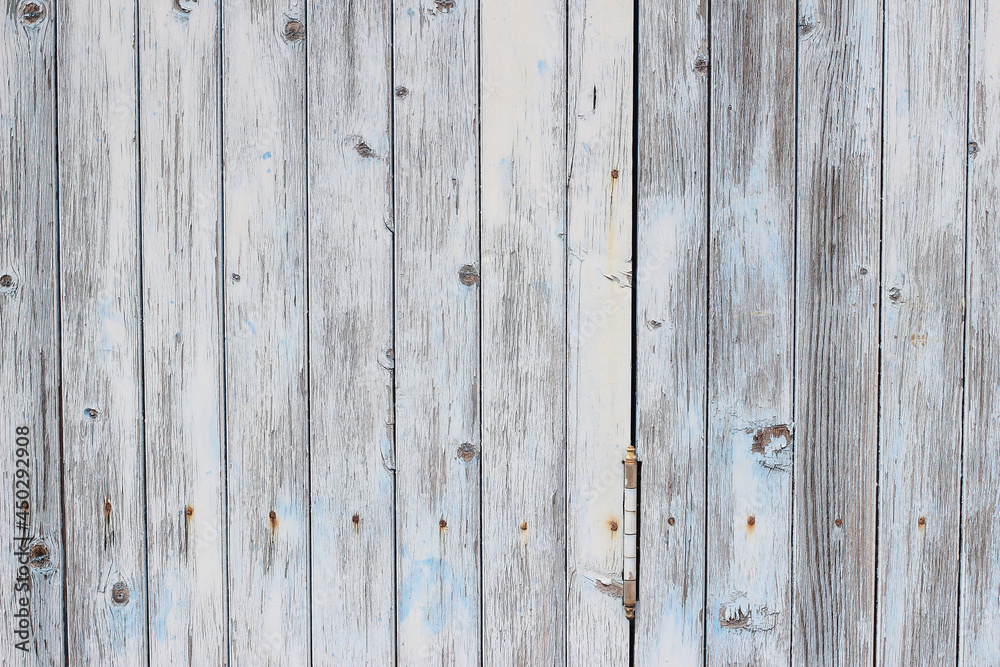 Closeup of old wooden vertical plank background. Aged pale blue painted doors, fence. Weathered timber panels. Grunge textured backdrop. Rough decorative structure. Vintage rustic surface. Closeup of old wooden vertical plank background. Aged pale blue painted doors, fence. Weathered timber panels. Grunge textured backdrop. Rough decorative structure. Vintage rustic surface.