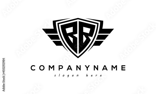 Wings shield letter BB logo vector