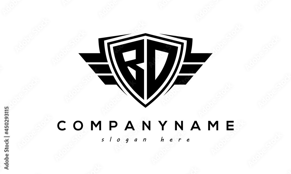 Wings shield letter BD logo vector Wings shield letter BD logo vector