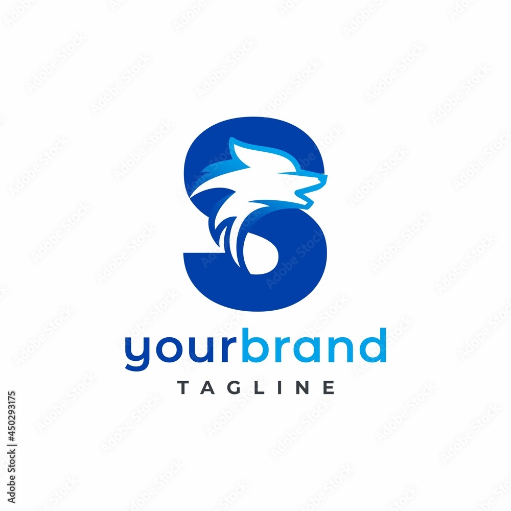 Fototapeta premium Letter S Wolf Logo Design Vector , Initial Gaming Logo