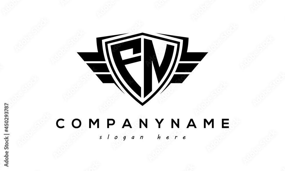 Wings shield letter FN logo vector Wings shield letter FN logo vector