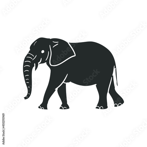 Elephant Icon Silhouette Illustration. Big Mammal Animal Vector Graphic Pictogram Symbol Clip Art. Doodle Sketch Black Sign. © josepperianes