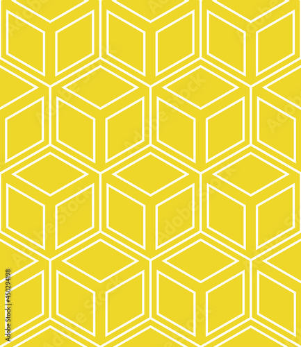 Seamless pattern, wallpaper vector illustration, stylish design element with 3d effect of yellow and white cubes