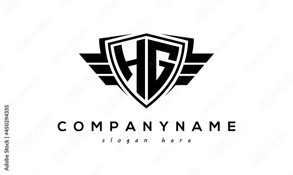 Wings shield letter HG logo vector Wings shield letter HG logo vector
