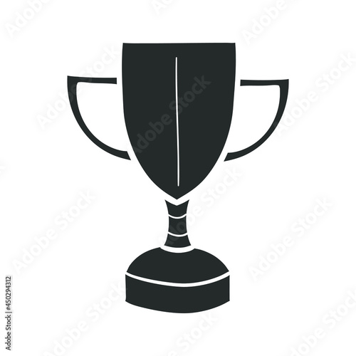 Cup Award Icon Silhouette Illustration. Winner Trophy Vector Graphic Pictogram Symbol Clip Art. Doodle Sketch Black Sign.