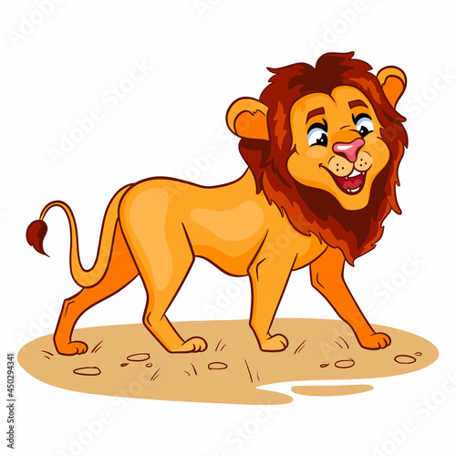 Animal character funny lion in cartoon style. Children s illustration.