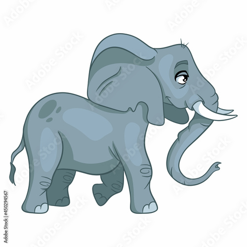 Animal character funny elephant in cartoon style. Children's illustration.