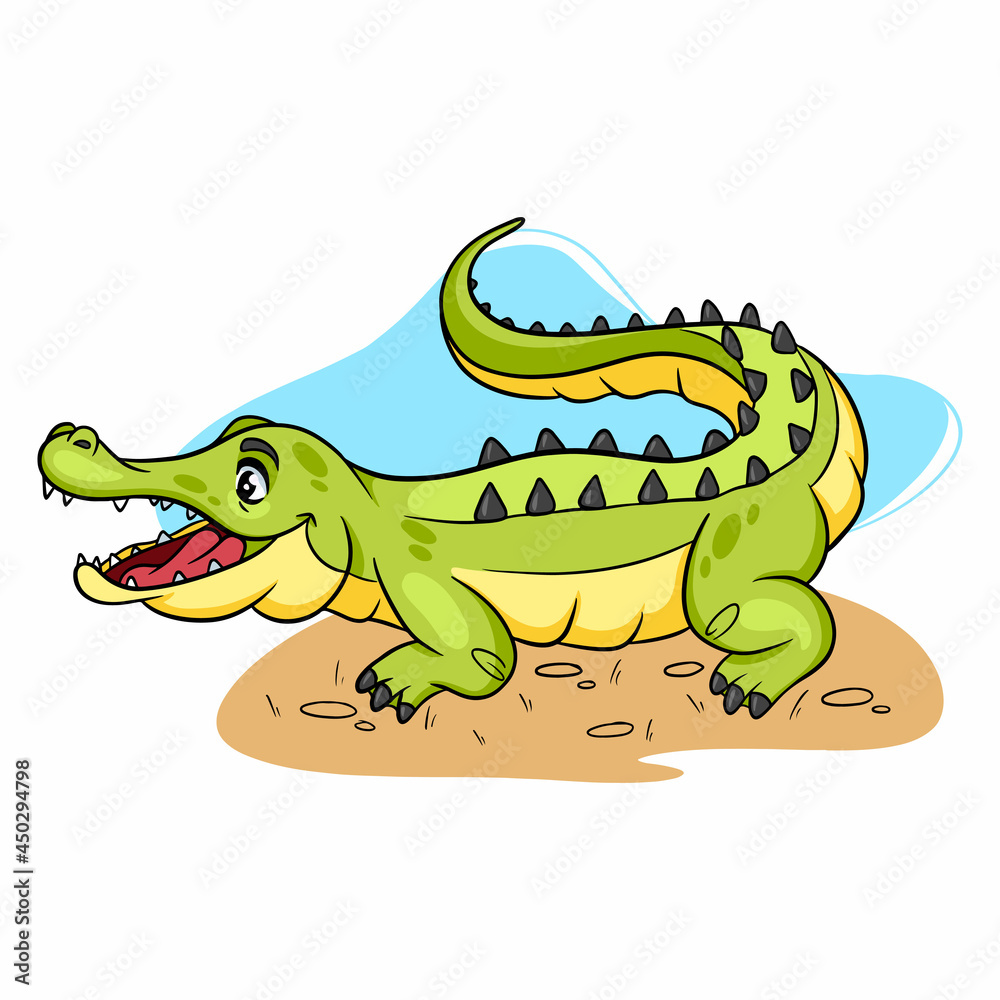 Fototapeta premium Animal character funny crocodile in cartoon style. Children's illustration.
