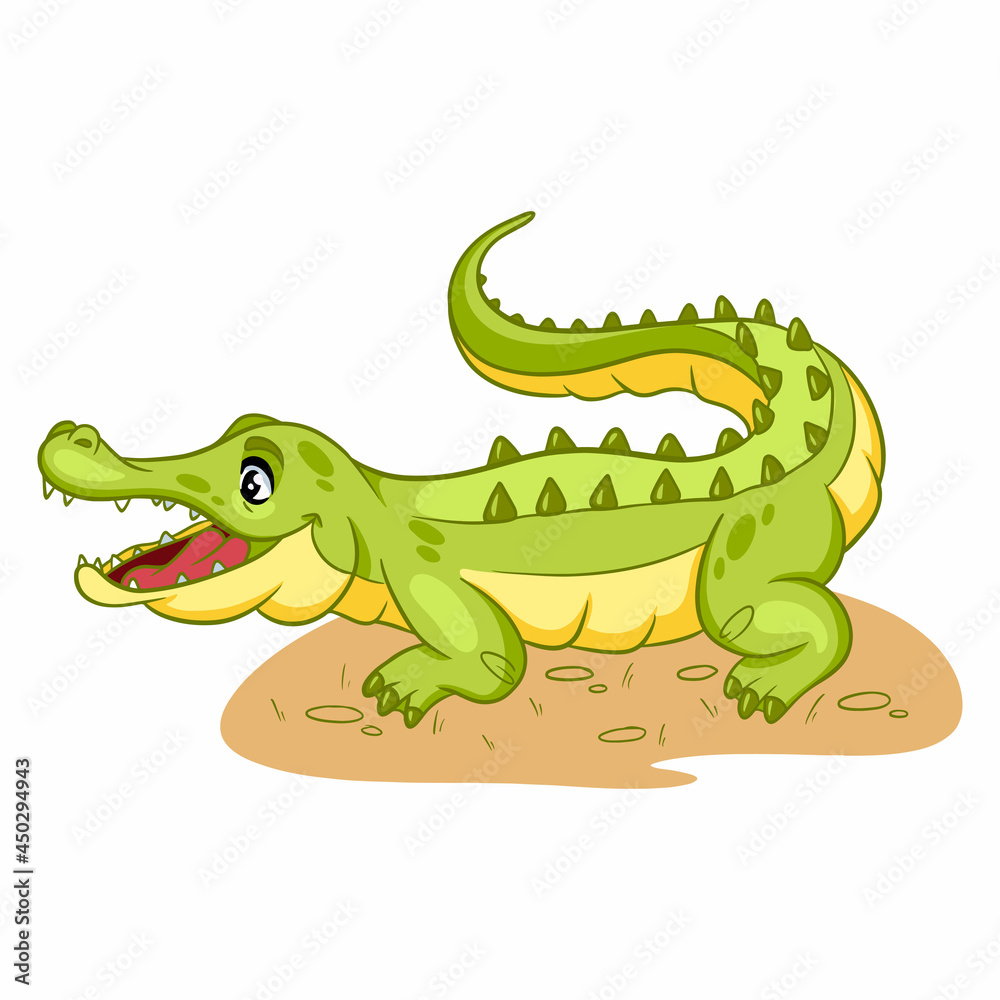 Animal character funny crocodile in cartoon style. Children's illustration. Animal character funny crocodile in cartoon style. Children's illustration.