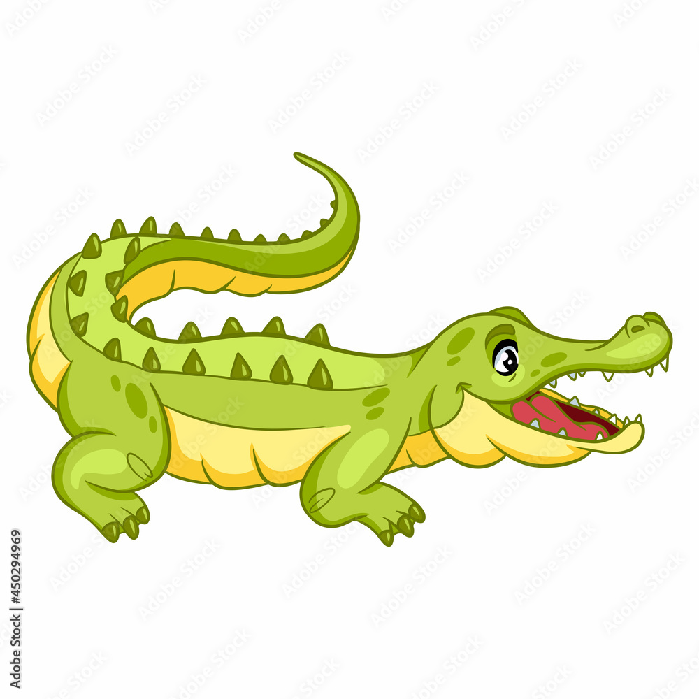 Fototapeta premium Animal character funny crocodile in cartoon style. Children's illustration.