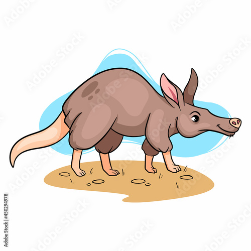 Animal character funny aardvark in cartoon style. Children s illustration.