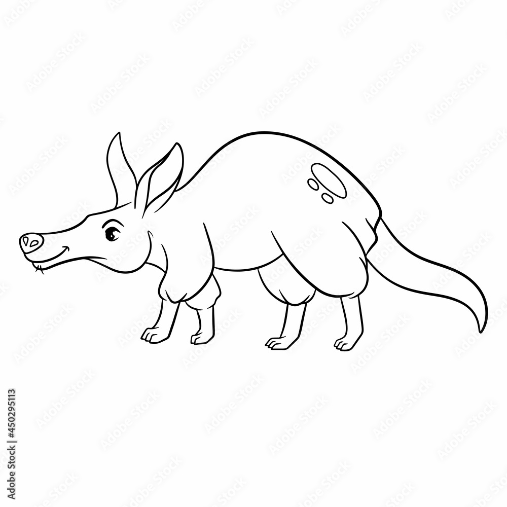 Animal character funny aardvark in line style. Children's illustration. Animal character funny aardvark in line style. Children's illustration.