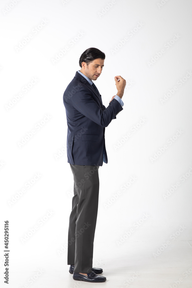 Portrait confident happy smilling handsome business man in suit on white background. Caucasian people. Portrait confident happy smilling handsome business man in suit on white background. Caucasian people.