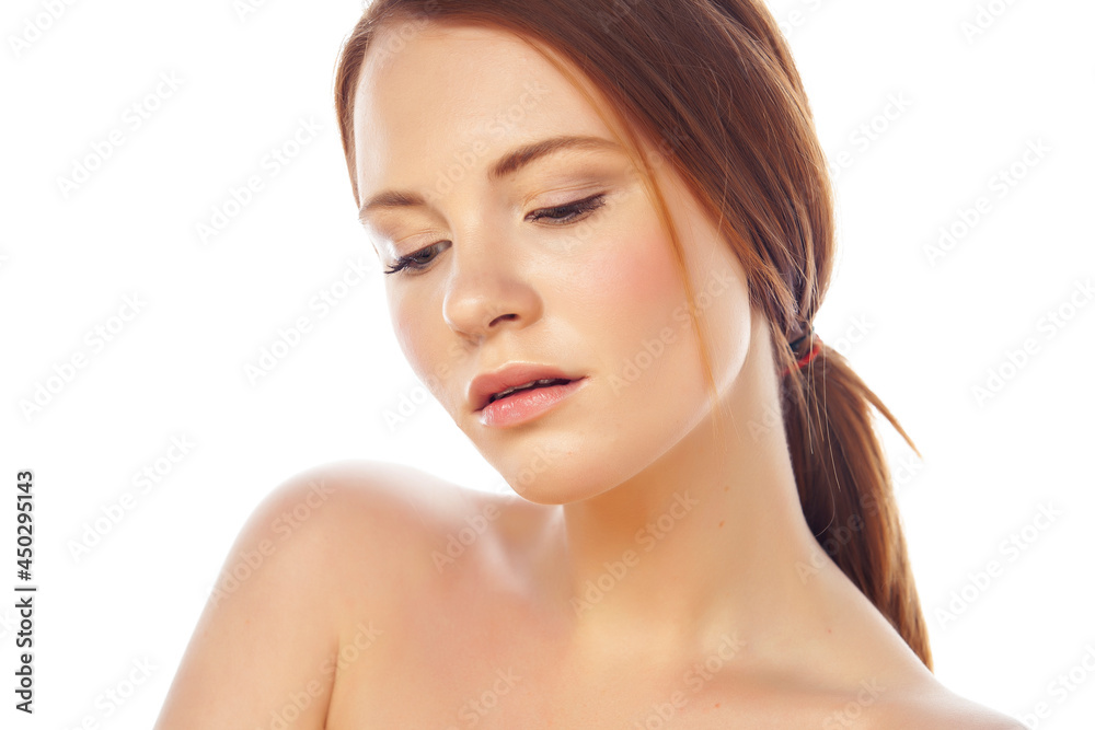 spa picture attractive lady young red hair isolated on white background spa picture attractive lady young red hair isolated on white background