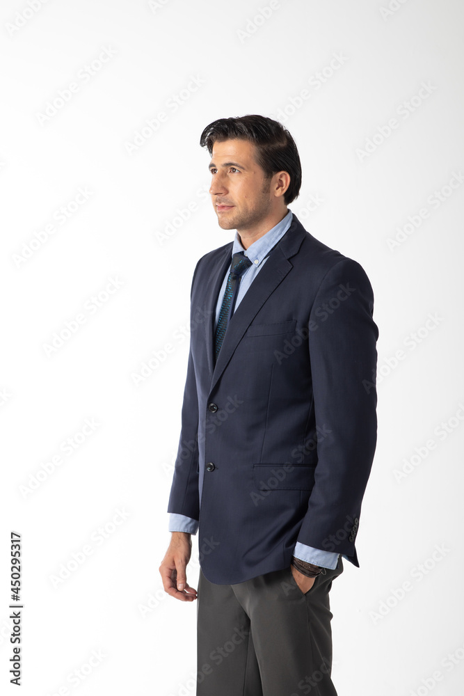 Portrait confident happy smilling handsome business man in suit on white background. Caucasian people. Portrait confident happy smilling handsome business man in suit on white background. Caucasian people.