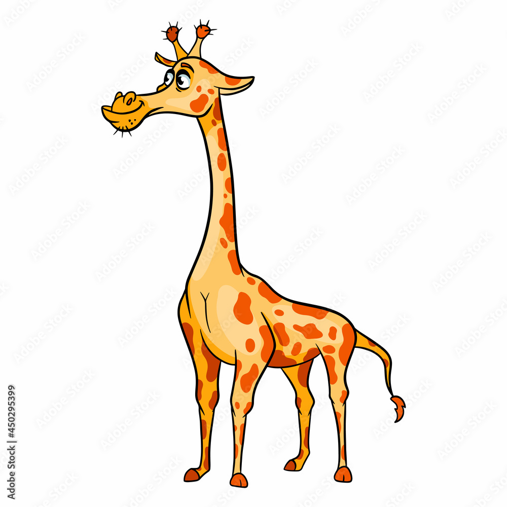 Animal character funny giraffe in cartoon style. Children's illustration. Animal character funny giraffe in cartoon style. Children's illustration.