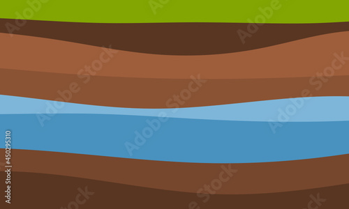 Geological subsurface. Layered soil and groundwater.
