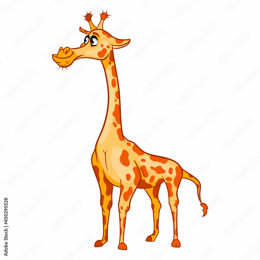 Animal character funny giraffe in cartoon style. Children's illustration.