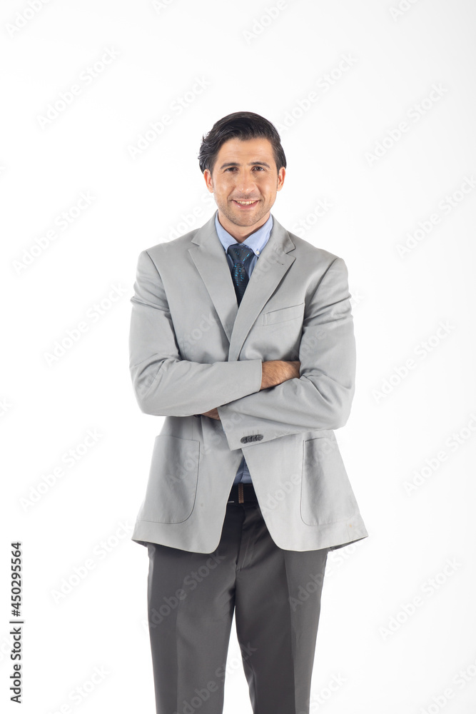 Portrait confident happy smilling handsome business man in suit on white background. Caucasian people. Portrait confident happy smilling handsome business man in suit on white background. Caucasian people.