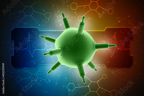 3d rendering Virus bacteria cells in digital background, Medical and Healthcare background